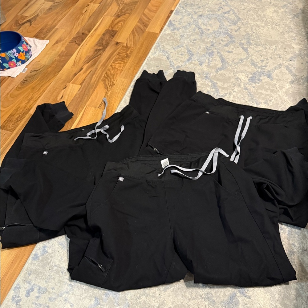 3 Figs tall black joggers scrub pants